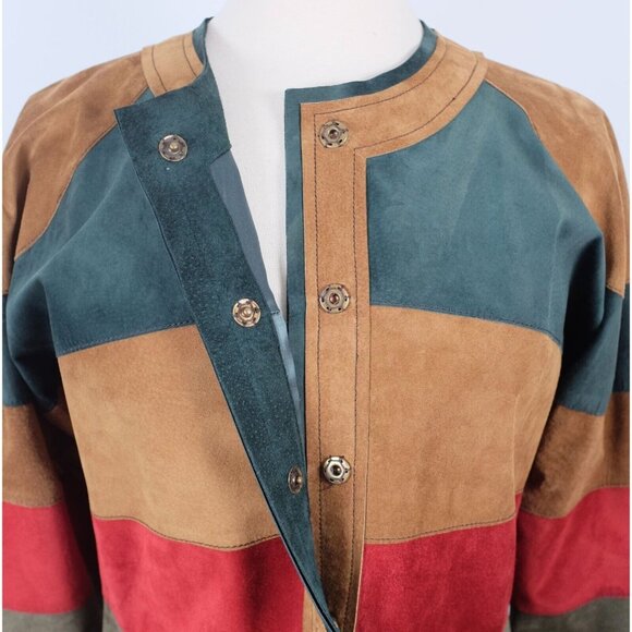 Vintage Y2K Dolce & Gabbana Suede Coat 46 US 10 Patchwork Butterfly - Picture 12 of 14